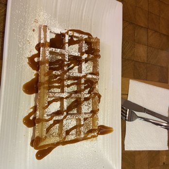 Gaufre de Bruxelles - Belgian waffle with salted butter Carmel - Salad Near Me - Brussels, BRU Gaufre de Bruxelles - Belgian waffle with salted butter Carmel - Salad Near Me - Brussels, BRU
