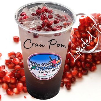 20th Ave Nutrition - a cup of cran pomegranate next to a bag of pomegranate - Juice Bars & Smoothies Near Me - Lakewood, Colorado 20th Ave Nutrition - a cup of cran pomegranate next to a bag of pomegranate - Juice Bars & Smoothies Near Me - Lakewood, Colorado