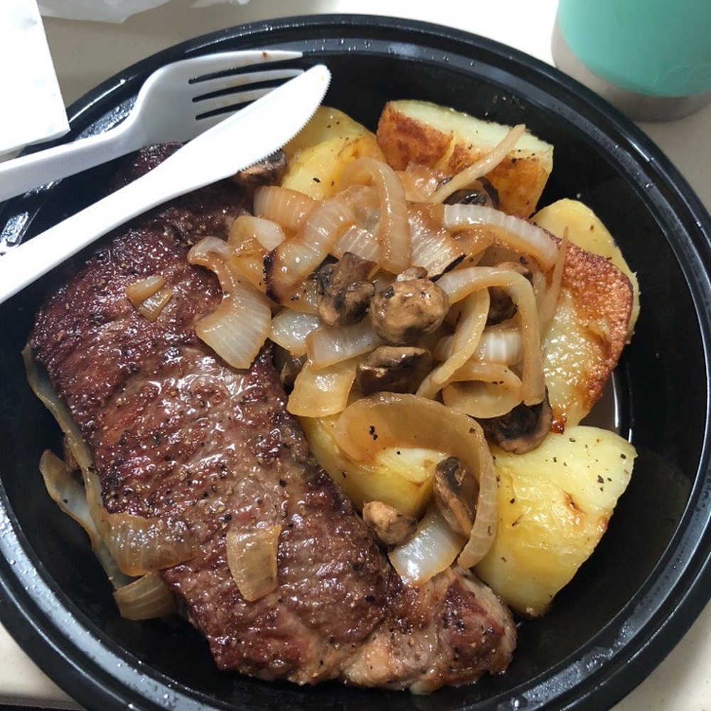 Assaggio Bistro - New York Steak with potatoes mushrooms onions - Italian Near Me - Honolulu, Hawaii Assaggio Bistro - New York Steak with potatoes mushrooms onions - Italian Near Me - Honolulu, Hawaii