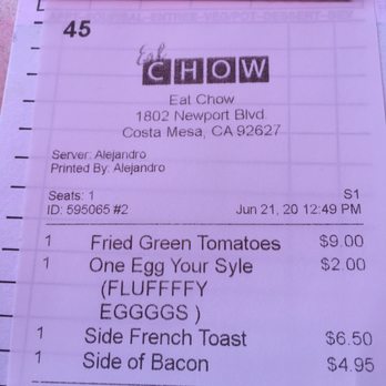 Eat Chow - I asked for fluffy eggs and they made sure I got them!! - Breakfast & Brunch Near Me - Costa Mesa, California Eat Chow - I asked for fluffy eggs and they made sure I got them!! - Breakfast & Brunch Near Me - Costa Mesa, California