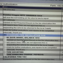 Avis Rent A Car - One of the many times that Avis has denied a fix on the car. This is a denial at their PREFERRED auto place, Pep boys.