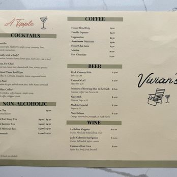 Vivian's - Beverage menu - Cafes Near Me - Baltimore, Maryland