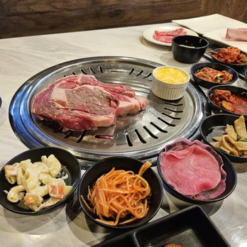 Ribs & Co - Tomahawk (from Premium Menu) and banchan - Korean Near Me - La Mirada, California