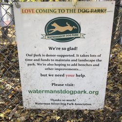 Waterman St Dog Park - Front sign