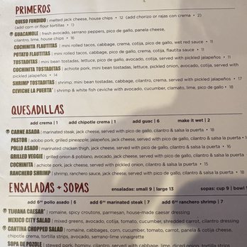La Puerta - Menu - Mexican Near Me - San Diego, California