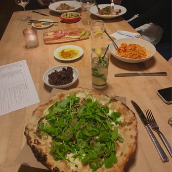 Colletta - Duck confit pizza - Mostarda on the side. Delicious and perfectly cooked, well balanced - Italian Near Me - Alpharetta, Georgia Colletta - Duck confit pizza - Mostarda on the side. Delicious and perfectly cooked, well balanced - Italian Near Me - Alpharetta, Georgia