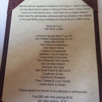 Ninety Acres - Our Bring Me Food menu - New American Near Me - Peapack, New Jersey Ninety Acres - Our Bring Me Food menu - New American Near Me - Peapack, New Jersey