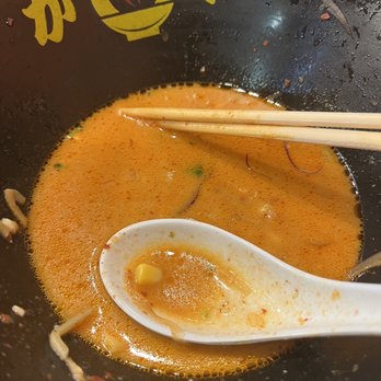 Kai Ramen - Broth after adding hot sauce - Ramen Near Me - Sherman Oaks, California Kai Ramen - Broth after adding hot sauce - Ramen Near Me - Sherman Oaks, California