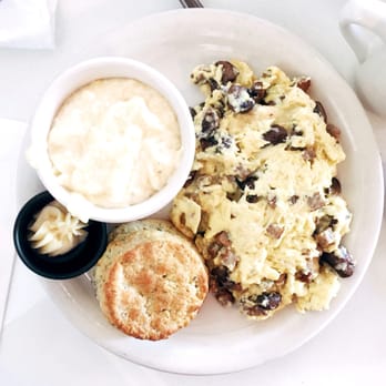 Briarpatch Restaurant - The Northern Scramble, cheese grits and the rosemary & goat cheese biscuit! ALL great. - American Near Me - Winter Park, Florida