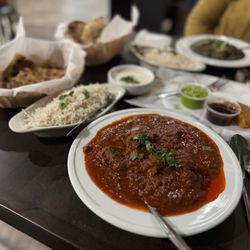 Shree Indian Cuisine - Lamb Curry with paratha and Palak Paneer with naan