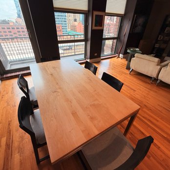 The Wood Wizzard - Slab table, open floor plan, skyline view. Amazing - Refinishing Services Near Me - Skokie, Illinois The Wood Wizzard - Slab table, open floor plan, skyline view. Amazing - Refinishing Services Near Me - Skokie, Illinois
