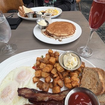 Harper's - Two eggs any style, pancakes and a pomegranate mimosa - Breakfast & Brunch Near Me - Atlantic City, New Jersey