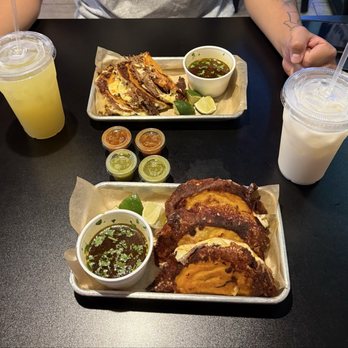 Los Chapos Tacos - 2 orders of birria tacos, 1 pineapple drink, and 1 horchata - New Mexican Cuisine Near Me - Brandon, Florida