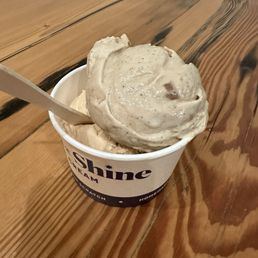 Two scoops of London fog and coffee toffee on top Two scoops of London fog and coffee toffee on top