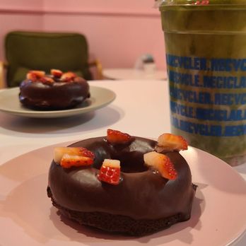 Matcharia - Chocolate strawberry donut - Cafes Near Me - Kalamazoo, Michigan