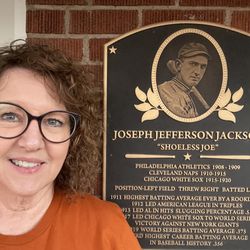 The Shoeless Joe Jackson Museum and Baseball Library - The plaque at the front door