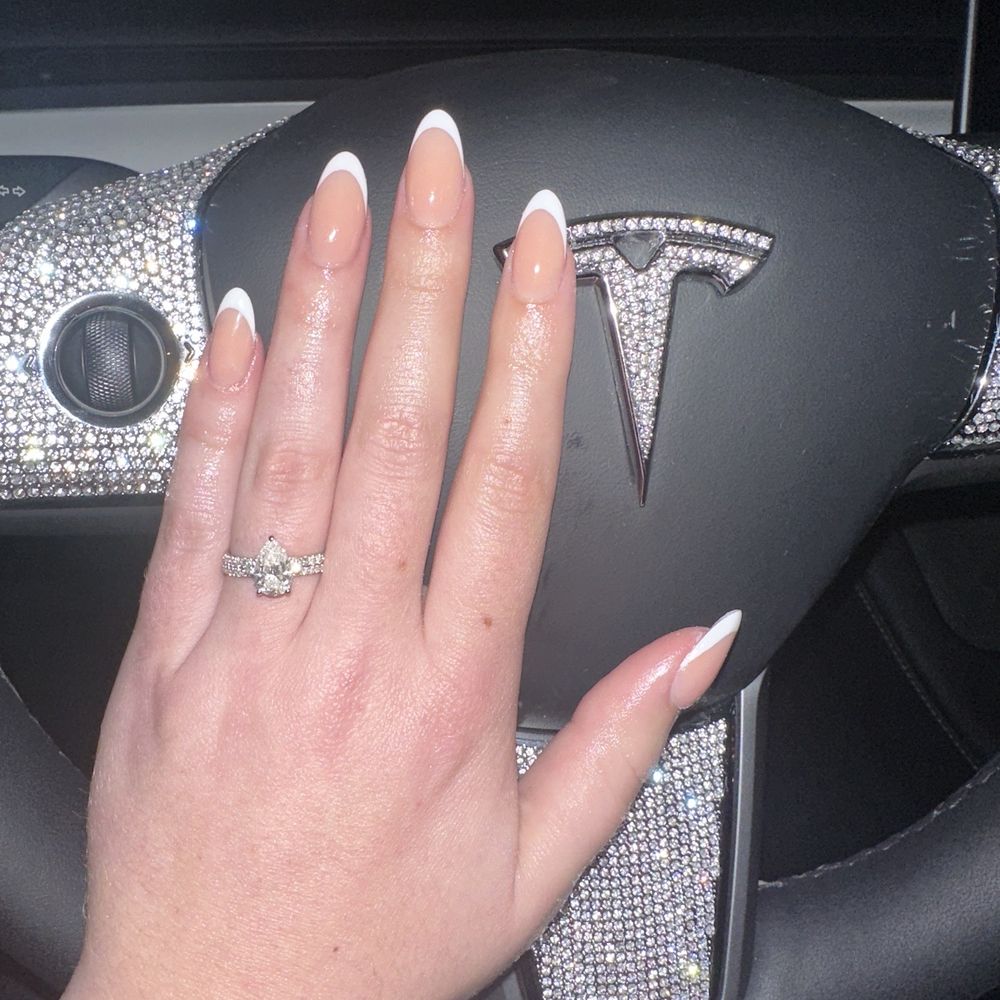 iFancy Nails Lounge & Spa - Acrylic almond French tip - Nail Salons Near Me - La Mesa, California