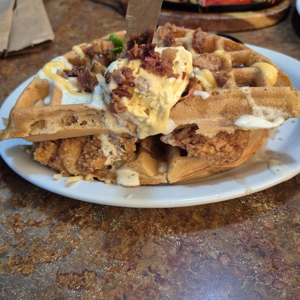 Huckleberry's - Stacked Chicken & Waffles - Breakfast & Brunch Near Me - Fairfield, California
