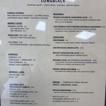 Long Black Coffee - Menu - Coffee & Tea Near Me - Costa Mesa, California Long Black Coffee - Menu - Coffee & Tea Near Me - Costa Mesa, California