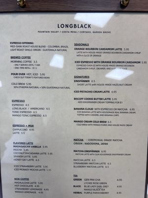 Menu photo 2 Long Black Coffee Costa Mesa, CA Menu photo 2 Long Black Coffee Costa Mesa, CA