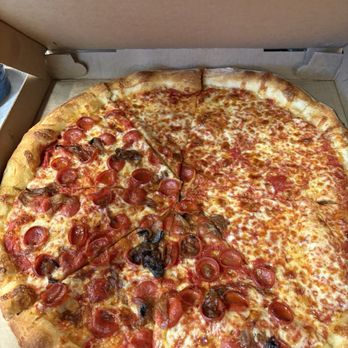 Andy's Pizza - Kentlands - Half cheese, half pepperoni and caramelized onion - Pizza Near Me - Gaithersburg, Maryland