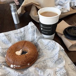 Cinnamon Raisin Bagel with strawberry cream cheese Cinnamon Raisin Bagel with strawberry cream cheese