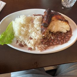 White meat quarter chicken with rice and beans - $12