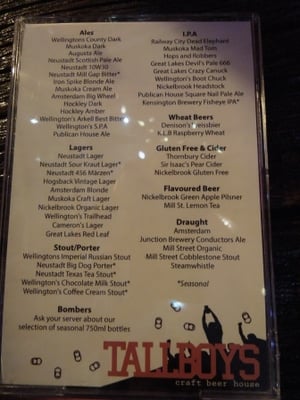 Menu photo 4 Tallboys Toronto, ON