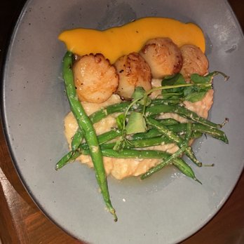 David Burke Prime - Stonington Scallops: mascarpone risotto + haricot verts + butternut squash purée - Steakhouses Near Me - Mashantucket, Connecticut