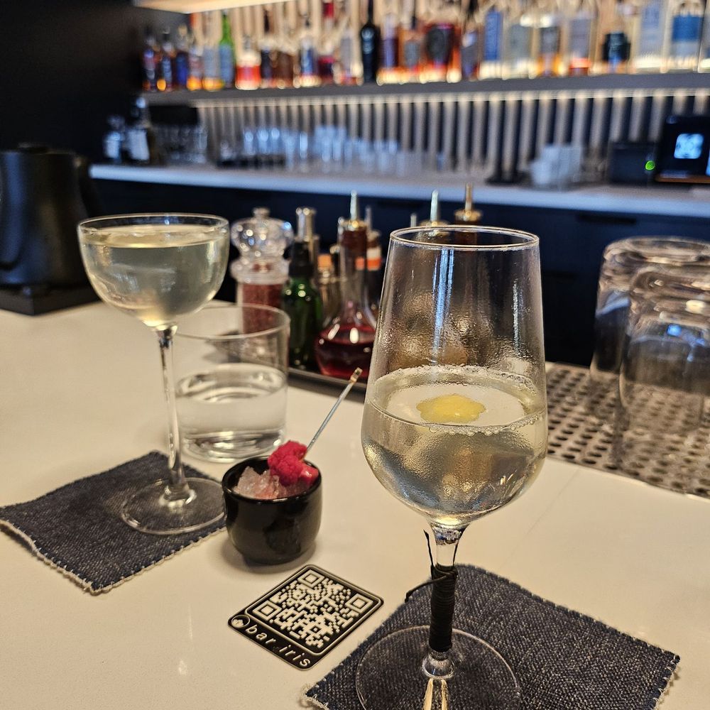 Bar Iris - Taukemono Martini (left) - savory goodness & Winter Trail (right) - light and refreshing - Japanese Near Me - San Francisco, California Bar Iris - Taukemono Martini (left) - savory goodness & Winter Trail (right) - light and refreshing - Japanese Near Me - San Francisco, California