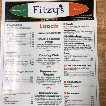 Fitzy's - Back menu - Breakfast & Brunch Near Me - Lowell, Massachusetts