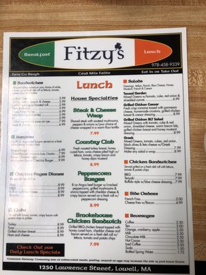 Menu photo 7 Fitzy's Lowell, MA