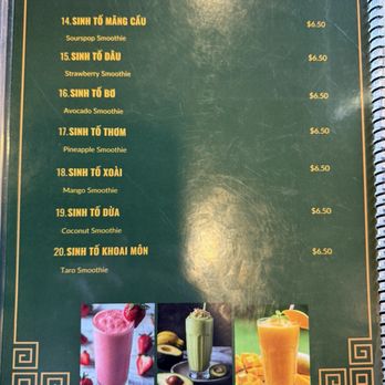 Co Do 2 - Fruit smoothie menu as of July 6, 2026 - Vietnamese Near Me - Sacramento, California