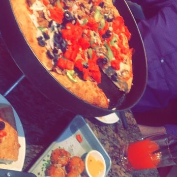 BJ's Restaurant & Brewhouse - Half & Half Deep Dish - Large Fried Couscous Mac & Cheese Balls - Pizza Near Me - Newark, California BJ's Restaurant & Brewhouse - Half & Half Deep Dish - Large Fried Couscous Mac & Cheese Balls - Pizza Near Me - Newark, California