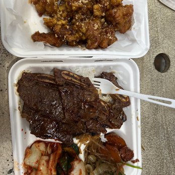 Me's BBQ - Kalbi combo with Stir - fried Spicy Chicken - Korean Near Me - Honolulu, Hawaii Me's BBQ - Kalbi combo with Stir - fried Spicy Chicken - Korean Near Me - Honolulu, Hawaii