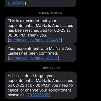 MJ Nails Spa - Screenshot of appointment time - Nail Salons Near Me - Henderson, Nevada