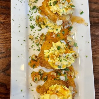 Miss Shirley's Cafe, Inner Harbor - Hot Honey Goat Cheese Fried Deviled Eggs*** - Breakfast & Brunch Near Me - Baltimore, Maryland Miss Shirley's Cafe, Inner Harbor - Hot Honey Goat Cheese Fried Deviled Eggs*** - Breakfast & Brunch Near Me - Baltimore, Maryland