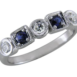 Karina Mattei Jeweler Designer - Alternating Sapphires and Diamonds set in a white gold band.