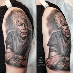Chico Lou's Fine Tattoos - Anthony Bourdain portrait by Sara Machen Fogle
