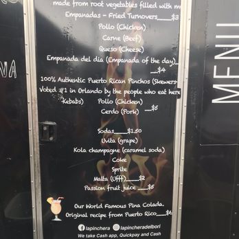 La Pinchera - a menu on a food truck - Food Stands Near Me - Orlando, Florida La Pinchera - a menu on a food truck - Food Stands Near Me - Orlando, Florida