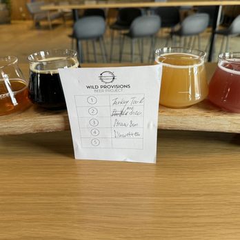 Wild Provisions Beer Project - Left to right Turkey tail , El jefe double chocolate stout , Strawberry banana velvet ,Silhouettes sour - Breweries Near Me - Boulder, Colorado Wild Provisions Beer Project - Left to right Turkey tail , El jefe double chocolate stout , Strawberry banana velvet ,Silhouettes sour - Breweries Near Me - Boulder, Colorado