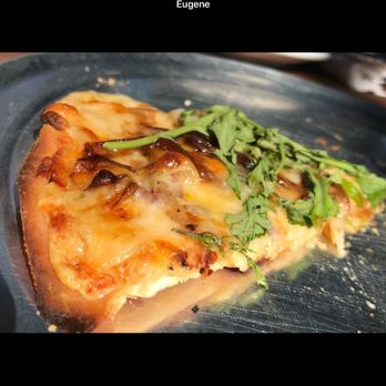 Agate Alley Bistro - Bacon Gorgonzola pizza -- last piece before Roger devoured it! - New American Near Me - Eugene, Oregon Agate Alley Bistro - Bacon Gorgonzola pizza -- last piece before Roger devoured it! - New American Near Me - Eugene, Oregon
