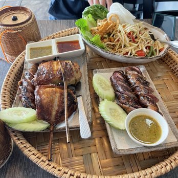 Nok’s Kitchen - #1 - Lao Pork Sausage Combo #4 - BBQ Mix combo Papaya Salad - Laotian Near Me - Westminster, California Nok’s Kitchen - #1 - Lao Pork Sausage Combo #4 - BBQ Mix combo Papaya Salad - Laotian Near Me - Westminster, California