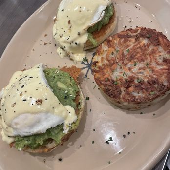 Snooze, an A.M. Eatery - Smashed Avocado Benny* with medium eggs instead of poached. - Breakfast & Brunch Near Me - Gilbert, Arizona Snooze, an A.M. Eatery - Smashed Avocado Benny* with medium eggs instead of poached. - Breakfast & Brunch Near Me - Gilbert, Arizona