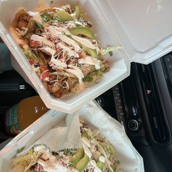 Antojitos Mios - Tacos dorados (golden (fried) chicken tacos) // left Steak Huaraches // Right - Food Trucks Near Me - Woodbridge, Virginia Antojitos Mios - Tacos dorados (golden (fried) chicken tacos) // left Steak Huaraches // Right - Food Trucks Near Me - Woodbridge, Virginia