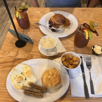 Vicious Biscuit - Bloodies, spicy chicken biscuit, grits, eggs, turkey sausage, biscuit and breakfast potatoes. - Coffee & Tea Near Me - Mount Pleasant, South Carolina Vicious Biscuit - Bloodies, spicy chicken biscuit, grits, eggs, turkey sausage, biscuit and breakfast potatoes. - Coffee & Tea Near Me - Mount Pleasant, South Carolina