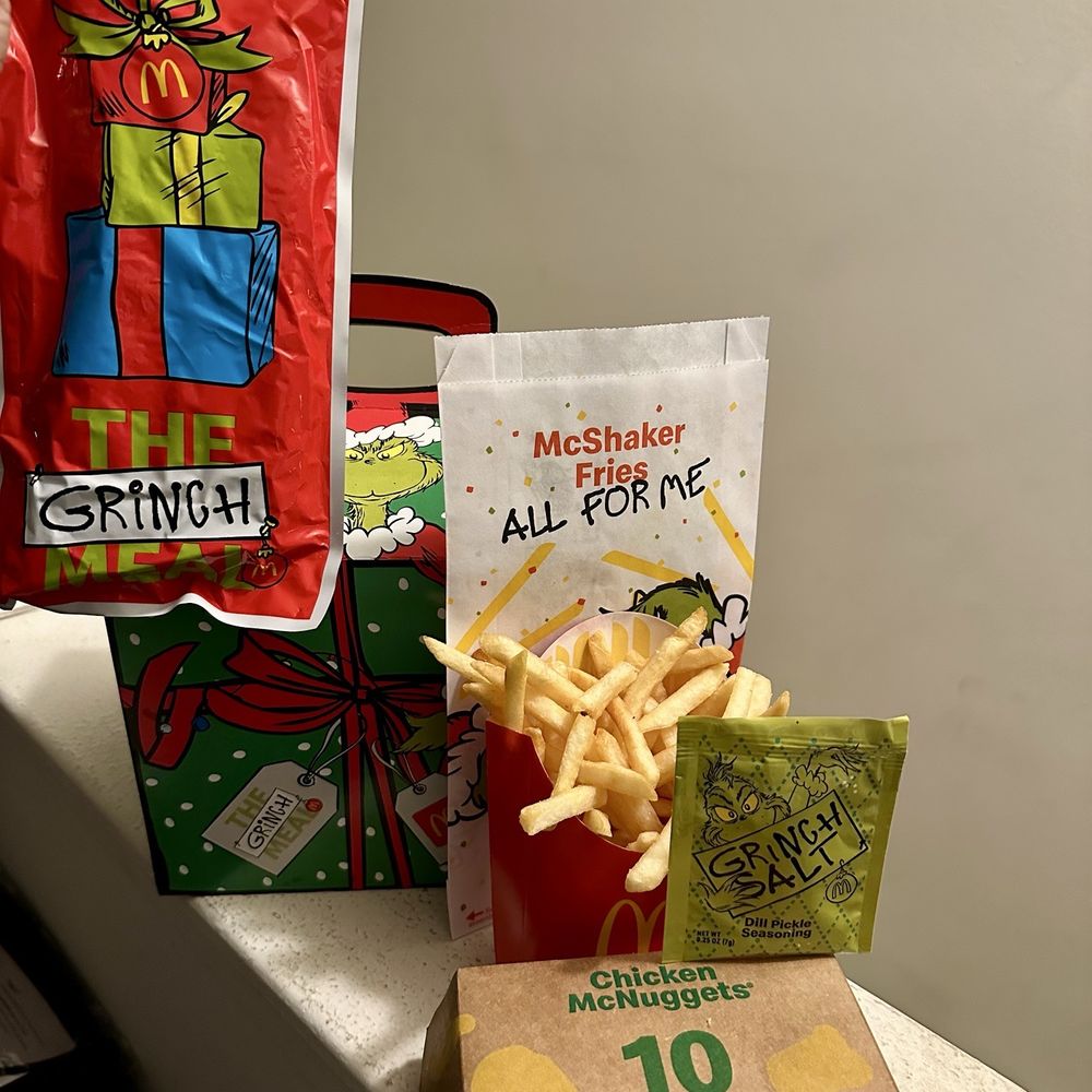 McDonald's - The Grinch 10 pc. Chicken McNuggets Meal The Grinch McShaker Fries - Fast Food Near Me - Southfield, Michigan McDonald's - The Grinch 10 pc. Chicken McNuggets Meal The Grinch McShaker Fries - Fast Food Near Me - Southfield, Michigan