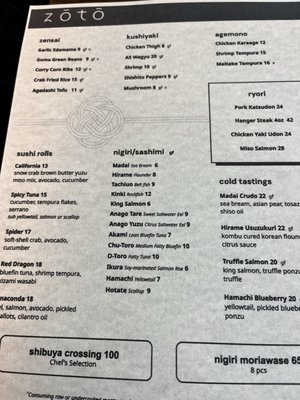 Menu photo 5 Zoto Sarasota, FL