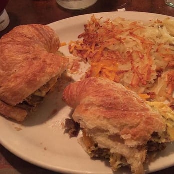 Bumbleberry Flats - Egg, cheese and sausage croissant with hashbrowns - American Near Me - Laughlin, Nevada Bumbleberry Flats - Egg, cheese and sausage croissant with hashbrowns - American Near Me - Laughlin, Nevada