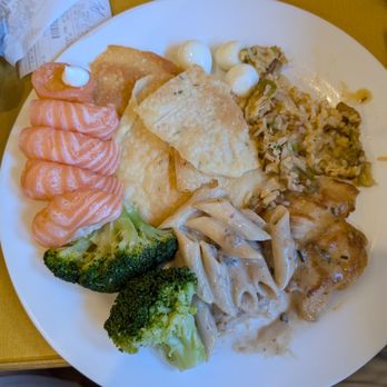 Nanquim - My plate at Nanquim in Rio de Janeiro, Brazil. Notice the quail eggs. Salmon sushi, Fresh broccoli, white fish and pasta - Brazilian Near Me - Rio de Janeiro, RJ Nanquim - My plate at Nanquim in Rio de Janeiro, Brazil. Notice the quail eggs. Salmon sushi, Fresh broccoli, white fish and pasta - Brazilian Near Me - Rio de Janeiro, RJ